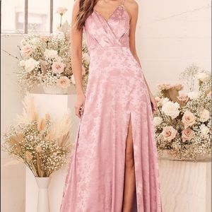 Refinement Dusty Rose Satin floor length dress